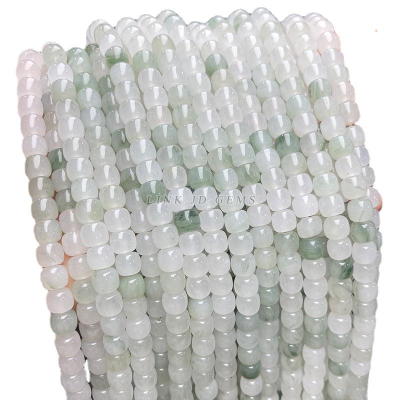 8/10mm Natural Tianshan Jade Old Shape Beads - Ice Jade Stone Apple Beads for DIY Jewelry