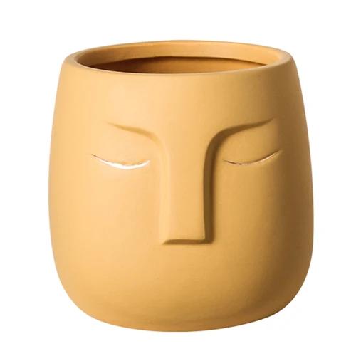 Ceramic Vase Creative Ceramic Face Living Room Desktop Flower Arrangement Vase Office Desktop Decoration Vase Decoration жёлтый