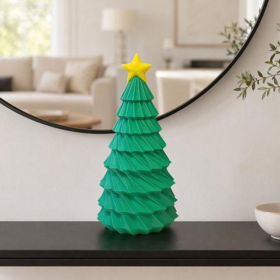 Festival Tree Ornament 3D Printed Christmas Figurine, Yellow Star Topper Statue, Mini Holiday Decor Decoration for Home Office, Gift Xmas