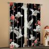 Crane Floral Pattern Curtains Polyester Fabric Suitable Bedroom Living Room Decoration Made Of Machine Washable Great Window Treatment
