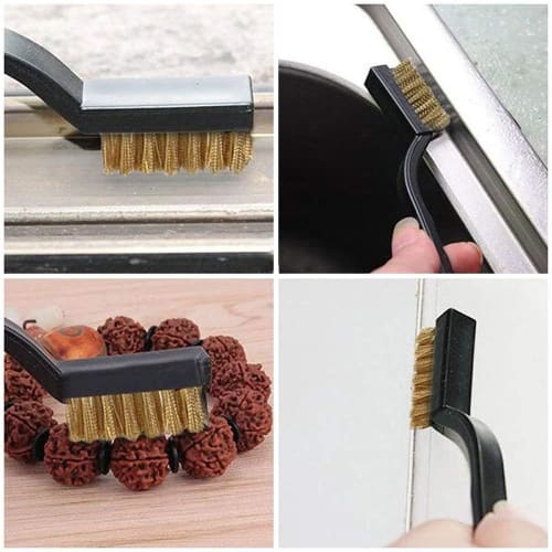 Wire Brush, Metal Brush, Brass Brush, Cleaning and Polishing Tool, Copper Wire Descaler Brush with Black Plastic Handle for Polishing, Cleaning Metal