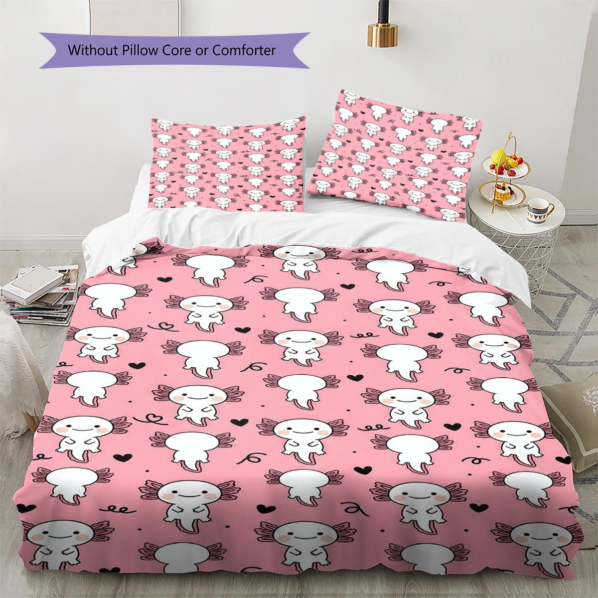

Pink Cartoon Art Pattern Bedding,Quilt Set Quilt Cover Pillowcase Home Birthday Gift (1 * duvet cover + 2 * pillowcase, without core) 135x200cm