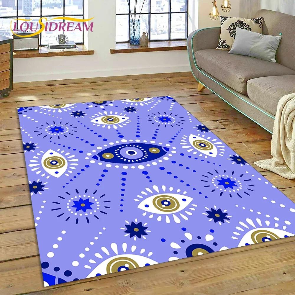 Evil Eye Turkey Blue Nazar Eye of Horus Carpet Rug for Bedroom Living Room Home Sofa Decoration,Child Game Large Decor Floor Mat