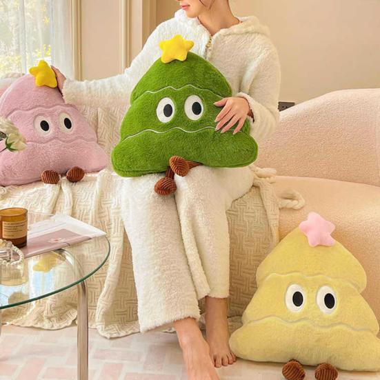 Christmas Tree Plush Pillow Blanket Cartoon Tree Shape Throw Pillow Stuffed Plushie Hugging Cushion Sofa Bedroom Living Room Decoration