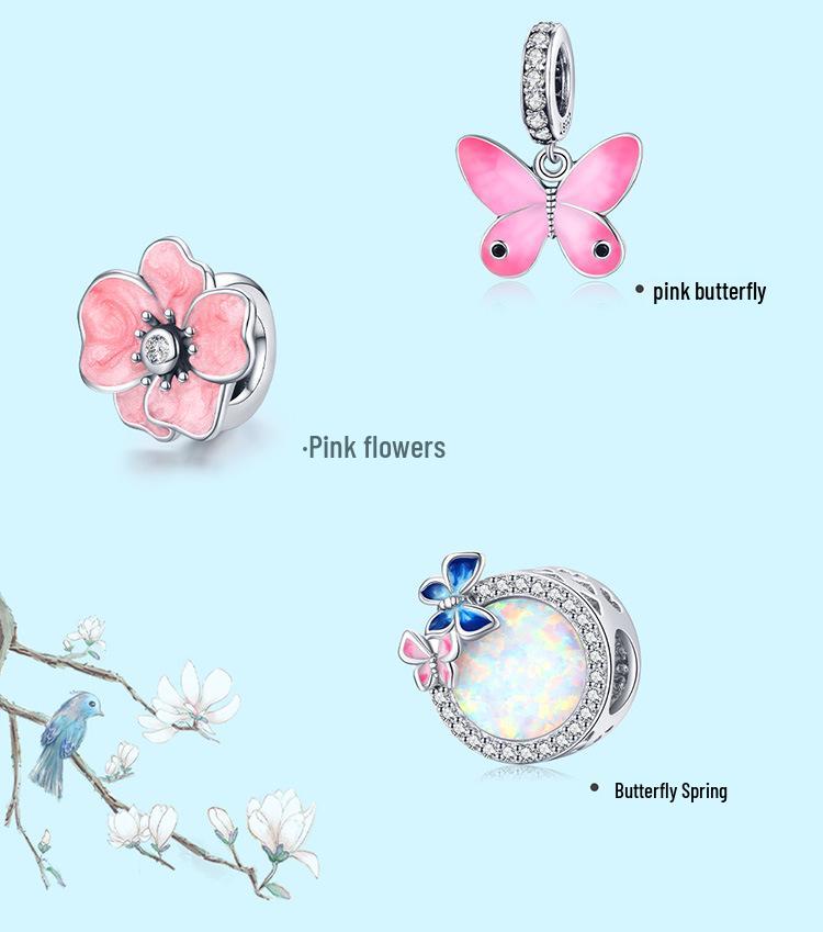 S925 Silver Blue Butterfly Beads - Romantic Spring DIY Accessory SCC1731