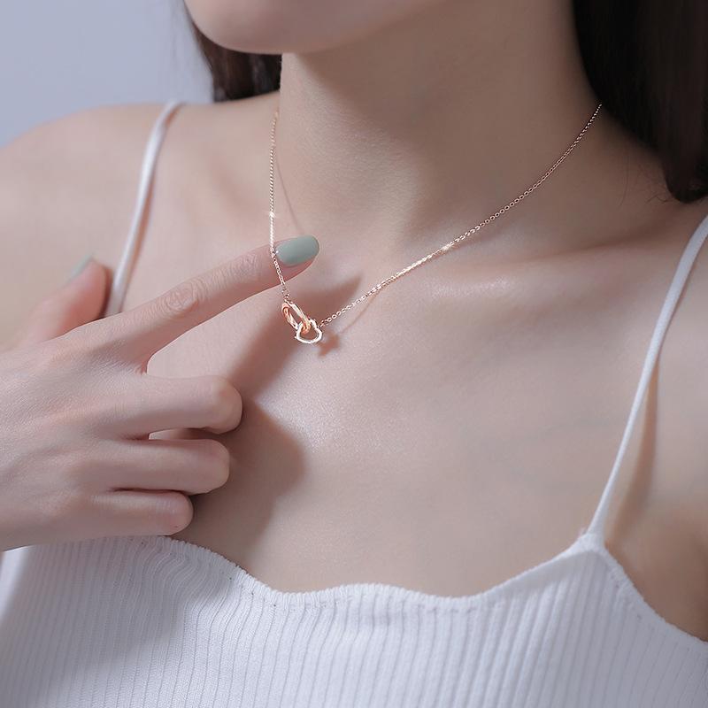 REETI 925 Silver Necklace Simple Geometric Circular Cubic Zircon Necklace Shiny Exquisite Clavicle Chain Jewelry