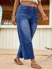 Women's Plus Size Multi-Button Stretch Denim Cropped Jeans