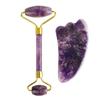 Natural Amethyst Jade Roller Gua Sha Set Gouache Scraper Board Face Lifting Anti-Wrinkle Beauty Skin Care Body Massage Tools