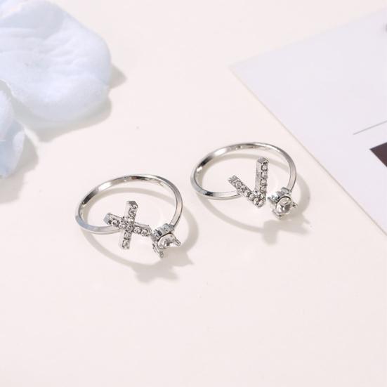 Adjustable A To Z Alphabet Open Ring Couple Wedding Band Jewelry Accessory Gift