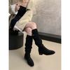 Suede Skinny Boots Khaki Pile Knight Boots Women'S Autumn And Winter Skinny Tall Heel Long Boots