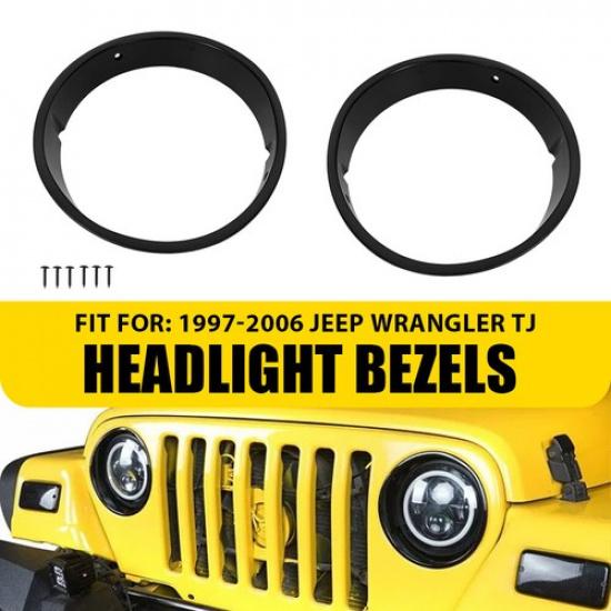 

Пара Черных Декоративных Колец-Окантовок Фар Левая и Правая Для Jeep Wrangler TJ 1997-2006