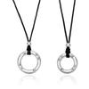 Tichiya Sterling Silver Retro Couple's Necklace with Black Cord