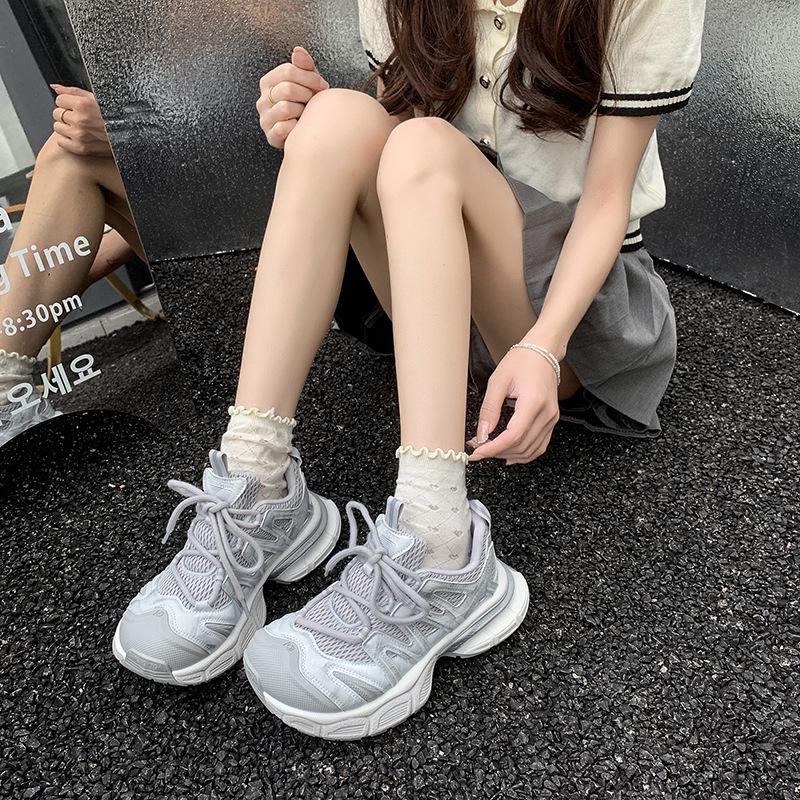 Mesh Breathable Dad Shoes Women's 2025 Summer New Trendy Shoes Fashion Versatile Casual Shoes Platform Heightening Sports Shoes