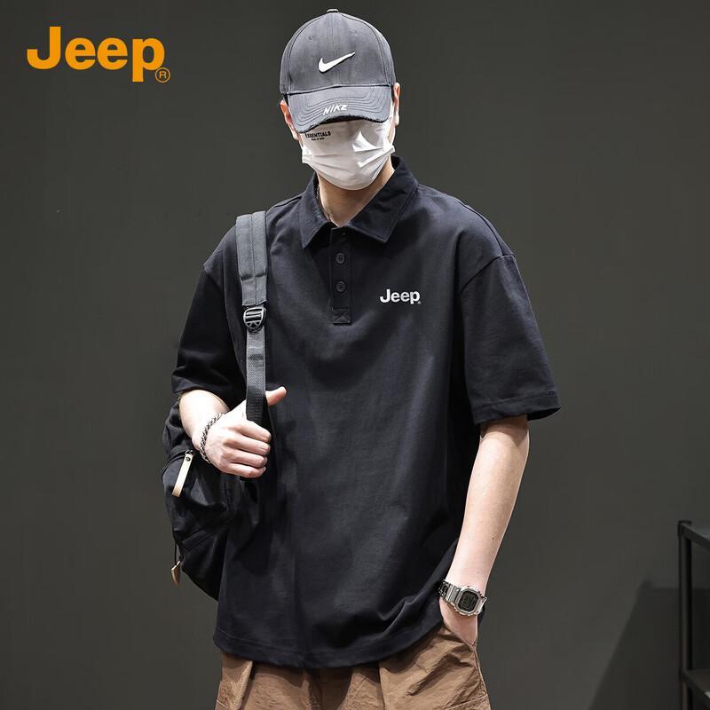 Jeep Men's Casual Pure Cotton Short Sleeve Polo Shirt