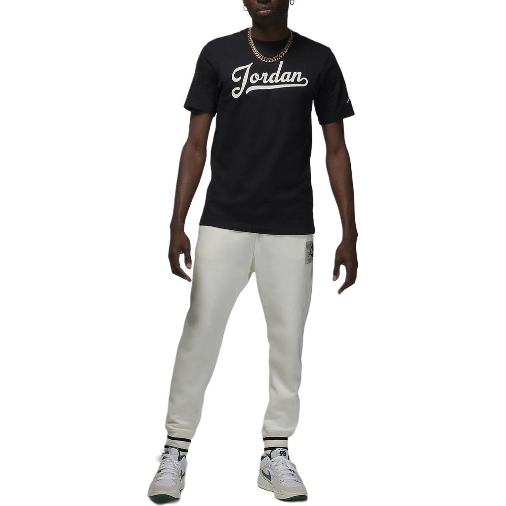 Jordan Alphabet Print Round Neck Casual Short Sleeve T-Shirt Men Tops Black FN5959-010