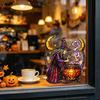 Durable Halloween Vinyl Clings Witch And Medicine Cauldron Window Sticker, Stained Glass Effect PVC Decal Indoor Shop Decor for Doors