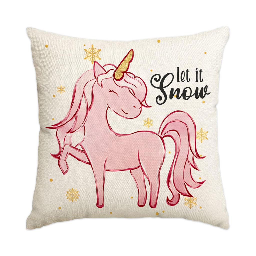 1/4Pcs Christmas Pillow Cover, Pink Printed Cushion Cover, Farmhouse Decorative Sofa, Christmas Decoration (Without Pillow Core)