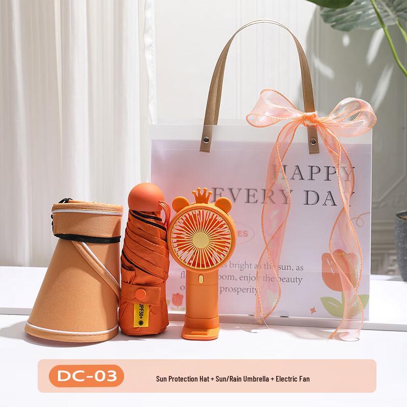 

Summer Cooling Kit with Fan, Umbrella, and Hat