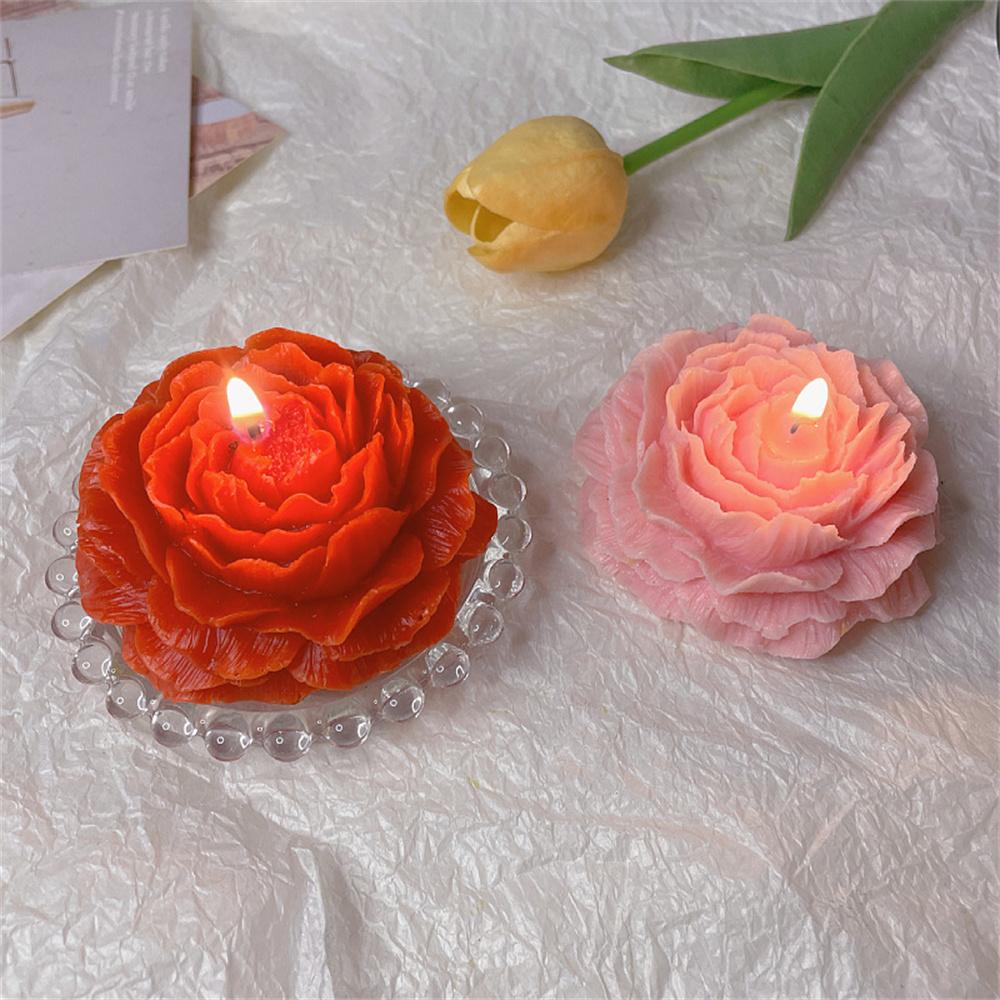Large Peony Flower Silicone Candle Mold DIY Handmade 3D Rose Candle Soap Plaster Resin Cake Baking Tool Home Decoration Gift
