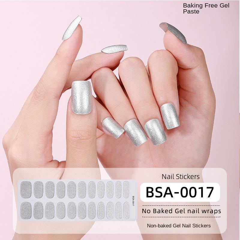 

Новые стильные наклейки для маникюра, однотонные зеленые луковые порошки, гелевые наклейки для маникюра без запекания, гелевые наклейки для ногтей BSA-0017