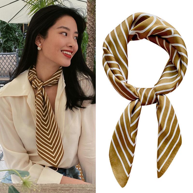 Damen Kleiner quadratischer Seidenschal: Koreanischer Stil Vielseitig für Studenten & Berufstätige Frühlingskrawatte Dekorativer Schal Dünn Sonnenschützend für den Sommer