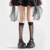 Women's Fishnet Knee Highs Stockings Hollowed Out Calf Socks Sweet Bows Knee Highs Socks