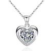 Sea Blue Heart Necklace for Women Korean Style Light Luxury Niche Heart Shaped White Copper Pendant Simple Temperament Collarbone Chain