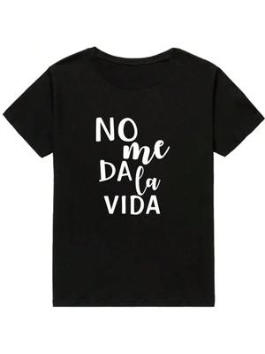 Letter It Doesn't Give Me Life Print Ladies T-Shirt Casual Basics O-Collar White Shirt Short Sleeve Ladies T-Shirt Drop Ship