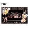 Birthday Party Decoration Happy Banner Backdrop, Photo Background Cloth for Celebration, Reusable Bunting Flag Decor Kids Women, Supplies Double-sided