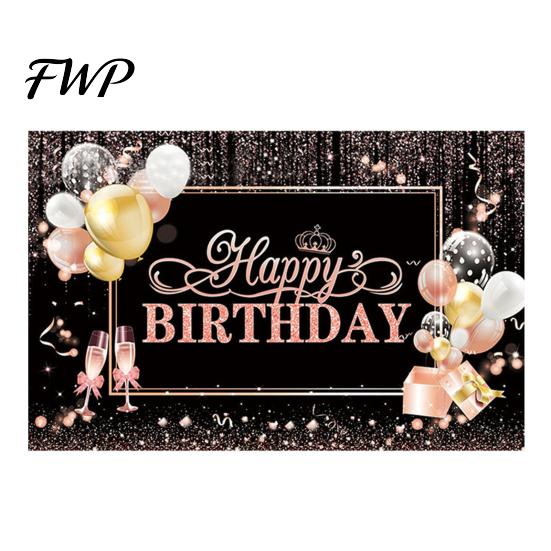 Birthday Party Decoration Happy Banner Backdrop, Photo Background Cloth for Celebration, Reusable Bunting Flag Decor Kids Women, Supplies Double-sided