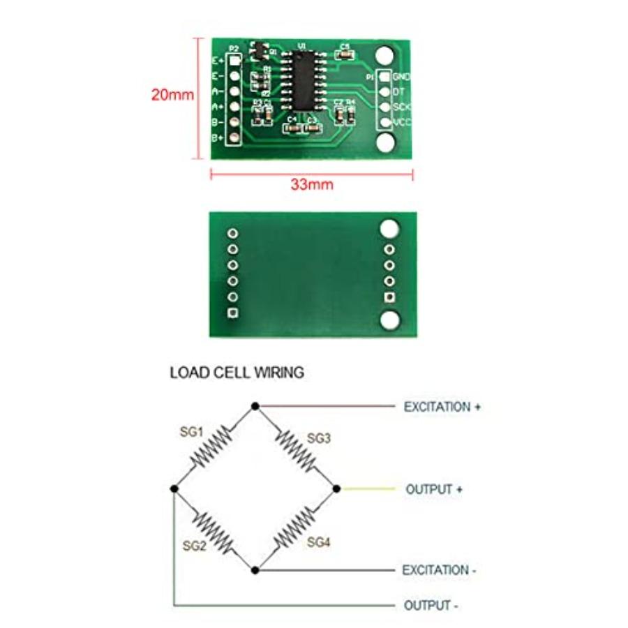 20kg Digital Load Cell Weighing Sensor + HX711 AD Amplifier Module for Arduino DIY Portable Electronic Kitchen Scale Kit with P