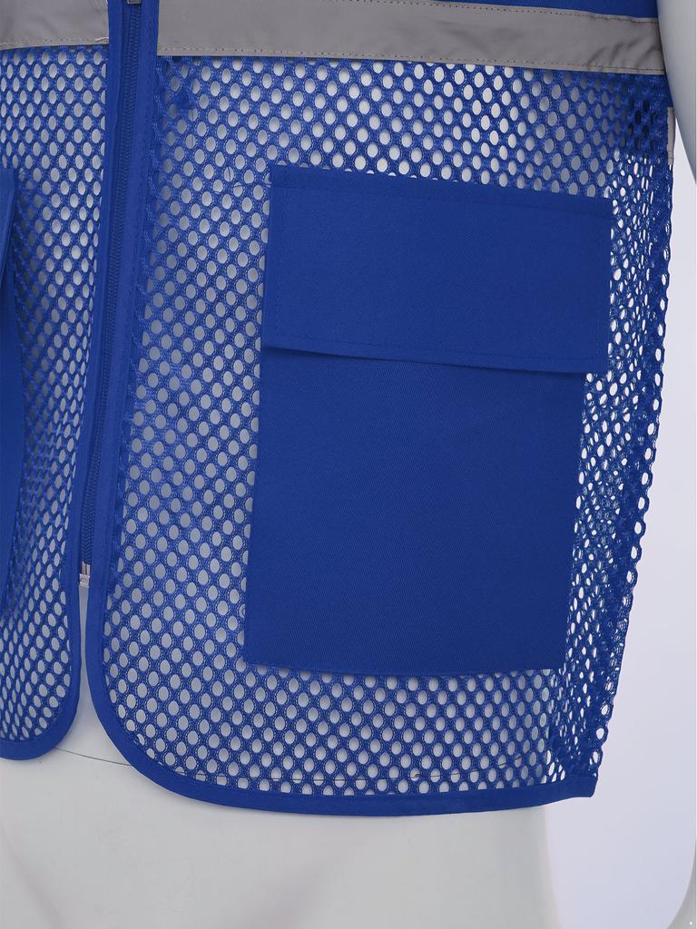 Gilet di Sicurezza ad Alta Visibilità da Uomo, Abbigliamento da Lavoro Riflettente, Tessuto a Rete Traspirante con Zip e Tasche, per Cantiere, Lavoro Notturno