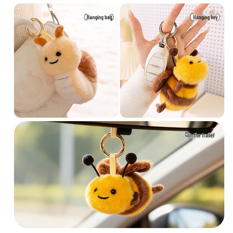 Elephant Skin Rabbit Plush Keychain: Cute Insect and Plant Series with Caterpillar and Bee Figures