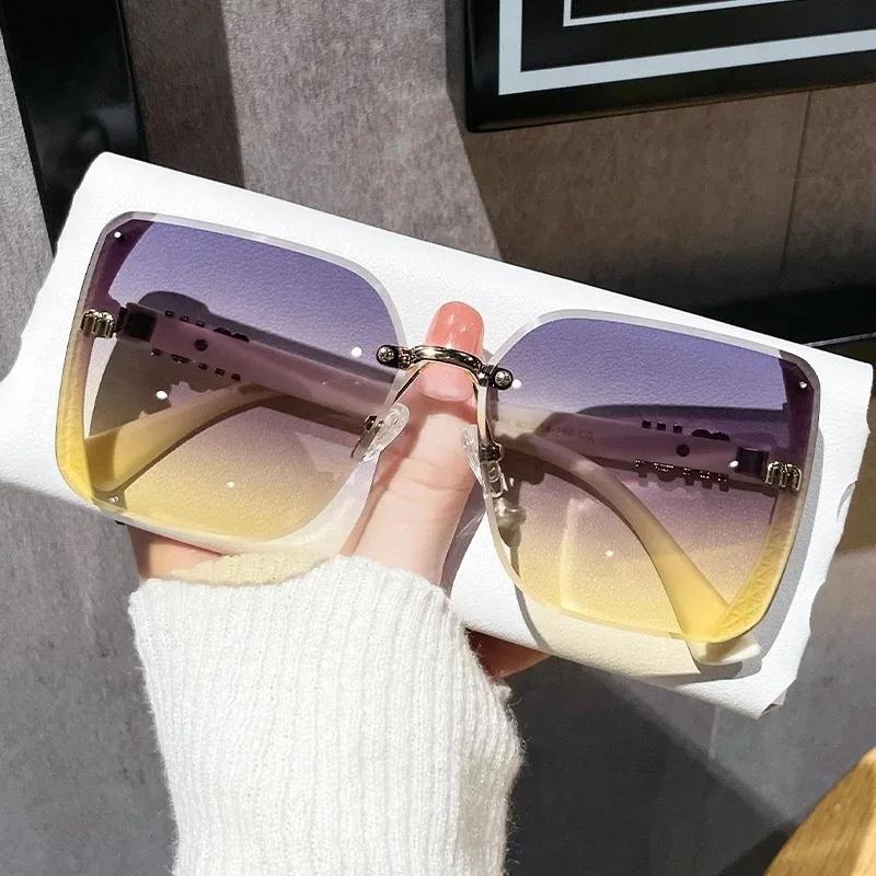 Occhiali da Sole Quadrati Oversize alla Moda di Marca di Lusso per Donna Montature Stile Vintage Occhiali da Sole da Esterno Femminili