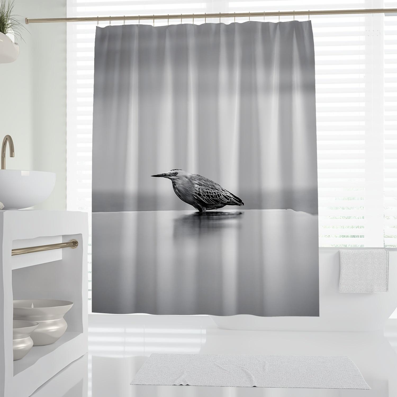 

1Pc Realistic Wildlife Bird Print, Aesthetic Sparrow Shower Curtain, Digital Print Bath Decor W60H190(CM)-1 Pcs