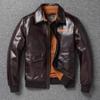 Chinese Size Brown Oil Waxed First Layer Genuine Cowhide A2 Great Escape Genuine Leather Jacket Men Loose Lapel Flight Jackets