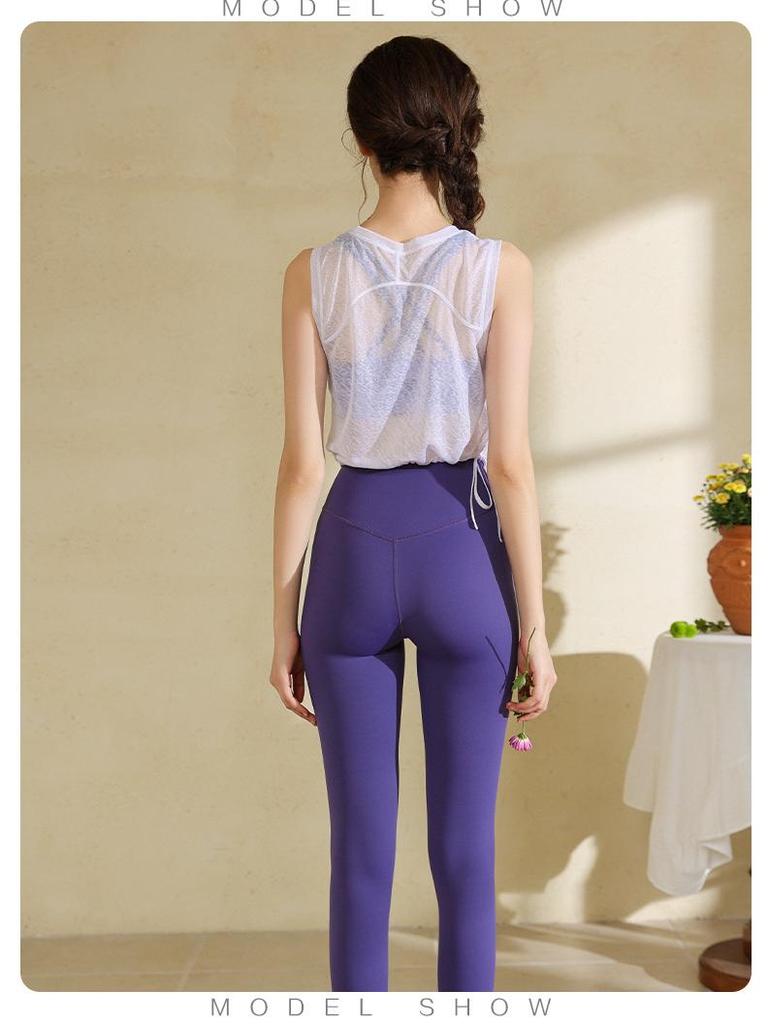 Women's Summer Quick-Dry Loose Yoga Vest: Lightweight, Drawstring Sport Top for Running & Training