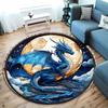 Majestic Blue Dragon Rug for Fantasy Rooms round carpet for home sofa bedroom, gift