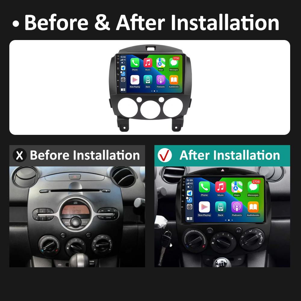 For MAZDA 2 Mazda2 2007 2008 2009 2010 - 2014 Android Smart System GPS Navigation Car Radio Player QLED IPS Screen Auto Tools BT