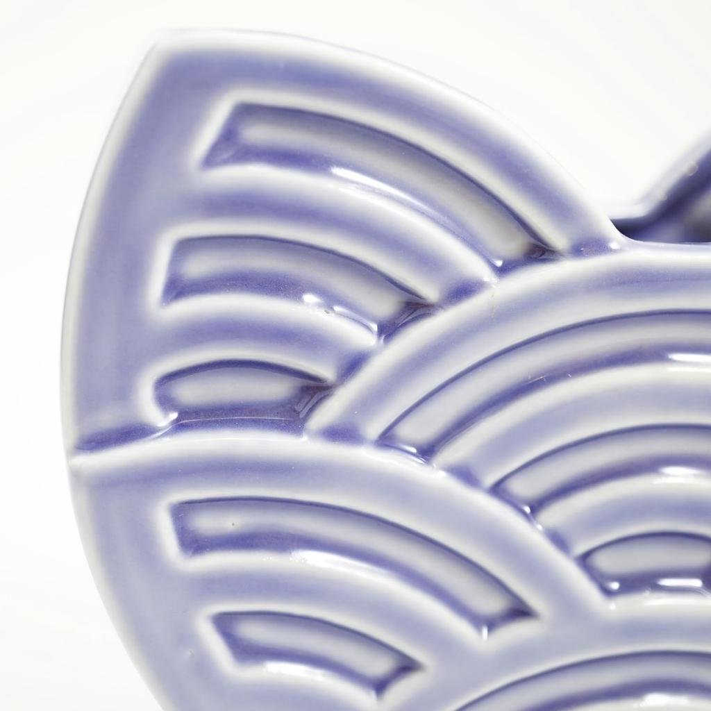 Fukubeya Kutani Ware Qinghai Wave Pattern Mosquito Coil Holder Double Used As a Vase Japanese Modern Ceramic Interior (Purple)