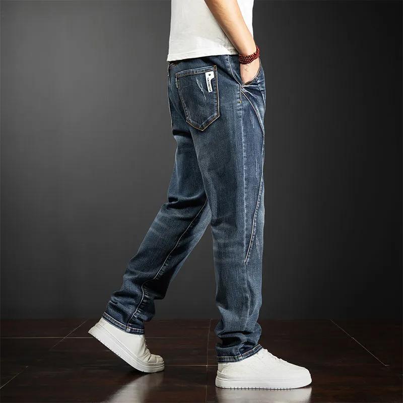 Summer Thin Stitching Jeans Men's Loose Straight Plus Size Fat Trousers