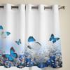 Blå Hortensia Och Fjärilar Fönstergardiner För Vardagsrum Kök Moderna Gardiner Heminredning Persienner Draperier