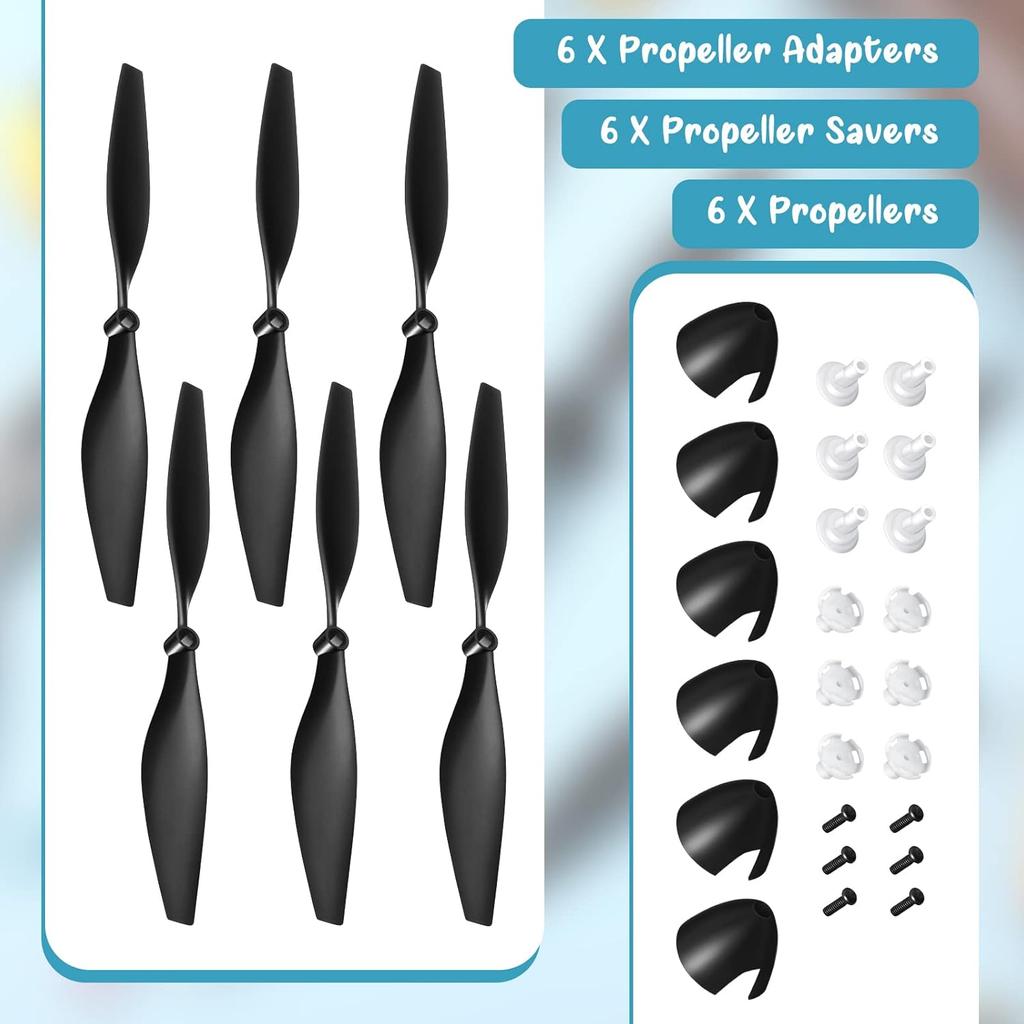 6 Sets Hanaive RC Plane Propellers Compatible with TR-C385 and TR-C285G Propellers RC Airplane Carbon Fiber Nose Cone Compatible with Prop Savers and