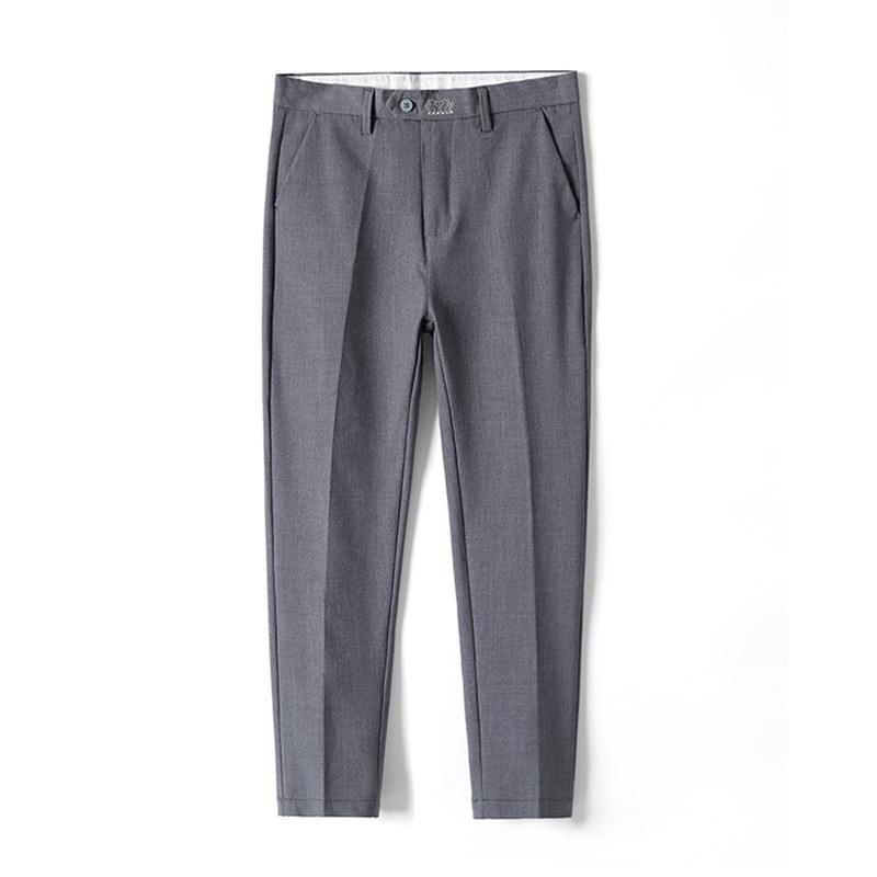 Spring and summer new men's casual pants slim-fitting small straight pants fashionable elastic trousers men