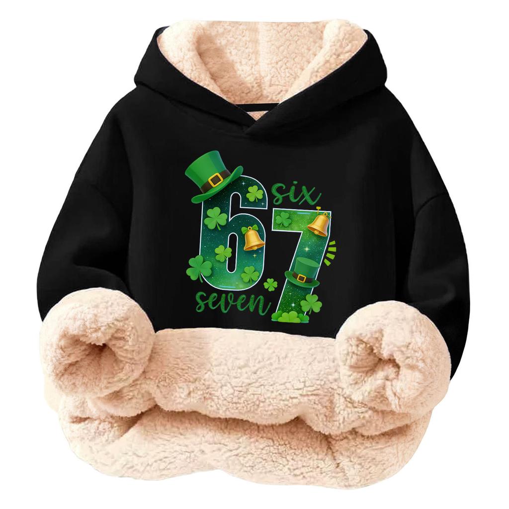 Children's Fashionable Printing Casual Fleece Hooded Loose Fit Hoodie Without Pockets