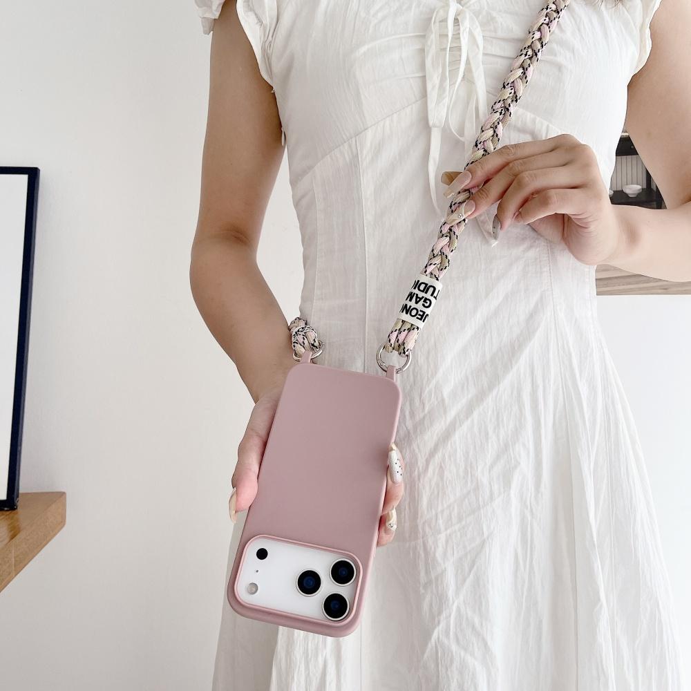 Crossbody Lanyard Matte Liquid Silicone Case For iPhone 17 16 15 14 13 12 11 Pro Max Shoulder Strap Necklace Cord Soft Cover