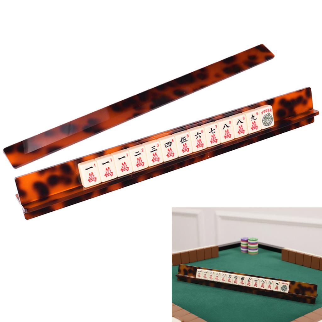 Acrylic Mahjong Ruler Tortoisesshell Rack & Pusher Set Mahjong for American Mahjong Accessories