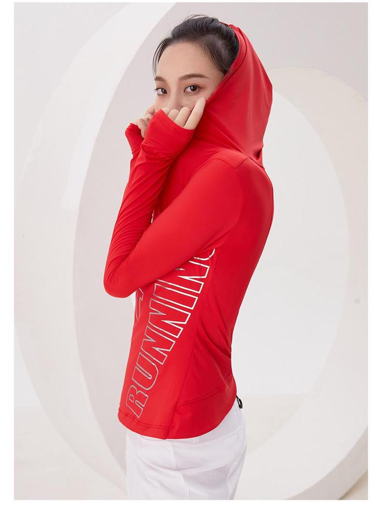 Damen Schnelltrocknender Kapuzen-Sonnenschutz-Pullover - Modische Dünne Langarm-Sportjacke für Laufen & Fitness