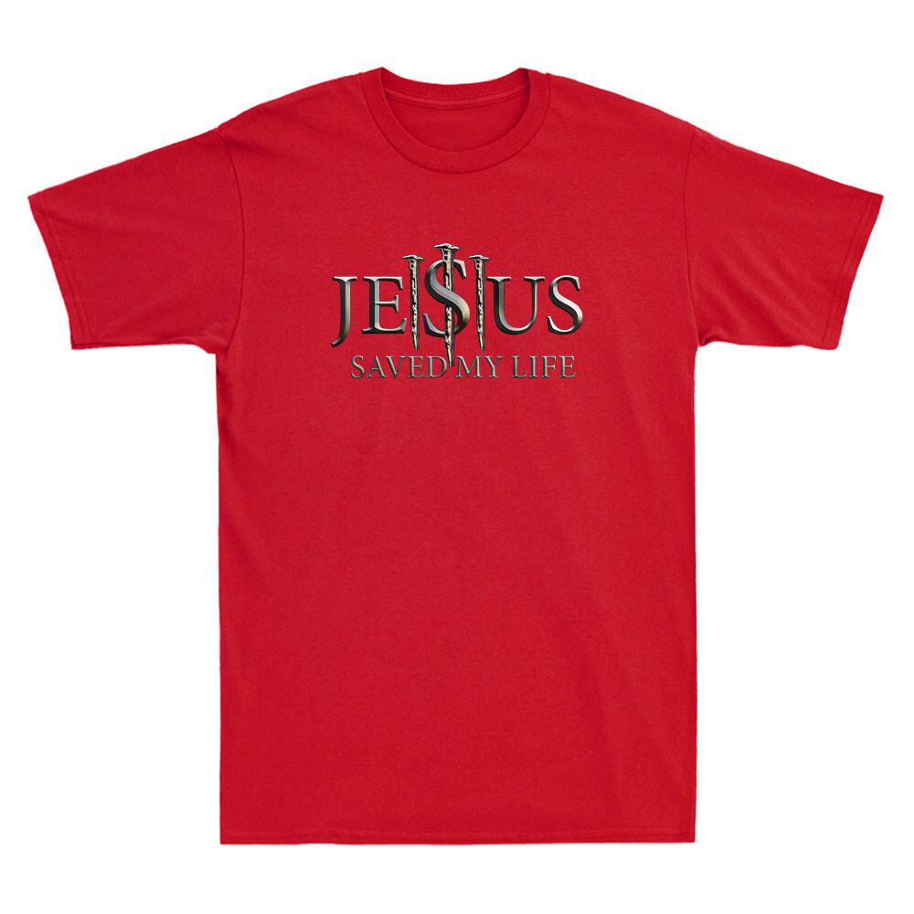 Jesus Saved My Life Christian Religious Believer Vintage Men T-shirt Gift Tee S