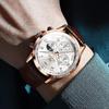 OLEVS Men's Analog Watch Brown Leather Band Waterproof Large Dial Quartz with Date and Luminous Features